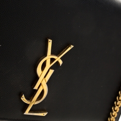 Pre Owned Saint Laurent Black Monogram Leather Kate Shoulder Bag
