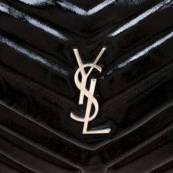 Pre Owned حقيبة كتف سان لوران باريس لولو جلد مونوغرامية سوداء