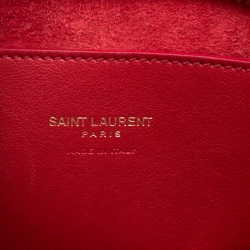 Pre Owned Saint Laurent Paris Red Leather Cabas Monogram Tote