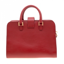 Pre Owned Saint Laurent Paris Red Leather Cabas Monogram Tote