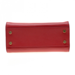 Pre Owned Saint Laurent Paris Red Leather Cabas Monogram Tote