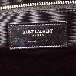Pre Owned Saint Laurent Paris Black Croc Embossed Leather Large Cassandre Chain Bag