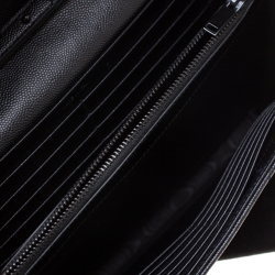 Pre Owned Saint Laurent Paris Black Chevron Leather Wallet on Chain
