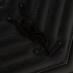 Pre Owned Saint Laurent Paris Black Chevron Leather Wallet on Chain