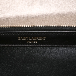 Pre Owned  حقيبة كلتش سان لوران كاساندرا جلد مونوغرامي مزخرف بيج داكن ميتاليك