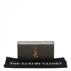 Pre Owned  حقيبة كلتش سان لوران كاساندرا جلد مونوغرامي مزخرف بيج داكن ميتاليك