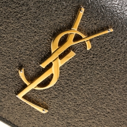 Pre Owned  حقيبة كلتش سان لوران كاساندرا جلد مونوغرامي مزخرف بيج داكن ميتاليك