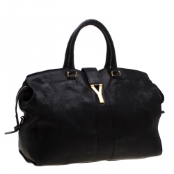 Pre Owned Saint Laurent Black Leather Large Cabas Chyc Satchel