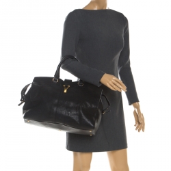 Pre Owned Saint Laurent Black Leather Large Cabas Chyc Satchel