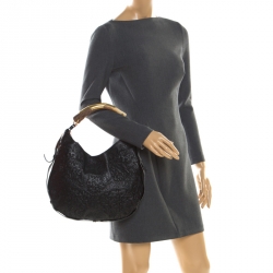 Pre Owned Saint Laurent Paris Black Embossed Leather Mombasa Hobo