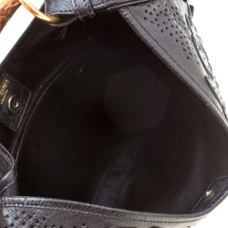 Pre Owned Saint Laurent Paris Black Embossed Leather Mombasa Hobo