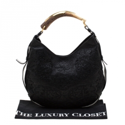 Pre Owned Saint Laurent Paris Black Embossed Leather Mombasa Hobo