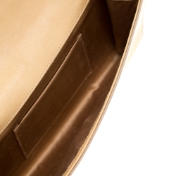 Pre Owned حقيبة كلاتش سان لوران باريس قلاب بل دو جور صغيرة جلد بنية فاتحة