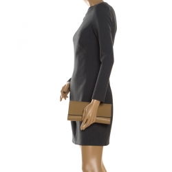 Pre Owned حقيبة كلاتش سان لوران باريس قلاب بل دو جور صغيرة جلد بنية فاتحة