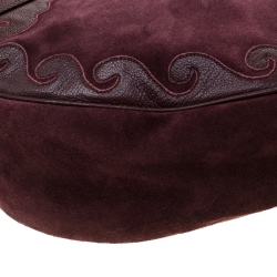 Pre Owned Saint Laurent Paris Burgundy Suede and Leather Trim Tassel Hobo