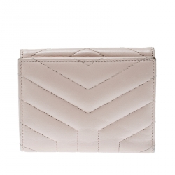 Pre Owned Saint Laurent Beige Matelasse Leather Small Loulou Wallet