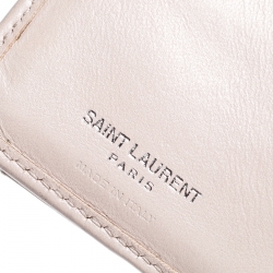 Pre Owned Saint Laurent Beige Matelasse Leather Small Loulou Wallet