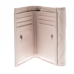 Pre Owned Saint Laurent Beige Matelasse Leather Small Loulou Wallet