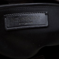 Pre Owned Saint Laurent Paris Metallic Grey Leather Fringed Boheme Shuolder Bag