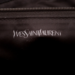 Pre Owned Saint Laurent Paris Brown Canvas and Leather Drawsting Kahala Tote 