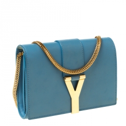 Pre Owned حقيبة كروس سان لوران باريس ميني Y-ليغني جلد زرقاء