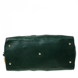 Pre Owned Saint Laurent Paris Green Leather Large Cabas Chyc Satchel
