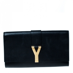 مملوكة مسبقًا Saint Laurent Black Patent Leather Y-Ligne Clutch