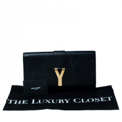 مملوكة مسبقًا Saint Laurent Black Patent Leather Y-Ligne Clutch