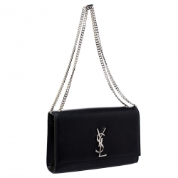 Pre Owned Saint Laurent Paris Black Leather Kate Chain Shoulder Bag