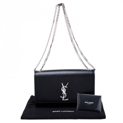 Pre Owned Saint Laurent Paris Black Leather Kate Chain Shoulder Bag