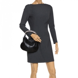 Pre Owned Yves Saint Laurent Black Leather Mini Mombasa Hobo