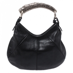 Pre Owned Yves Saint Laurent Black Leather Mini Mombasa Hobo