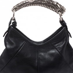 Pre Owned Yves Saint Laurent Black Leather Mini Mombasa Hobo