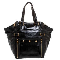 Yves Saint Laurent Black Patent Leather Downtown Tote