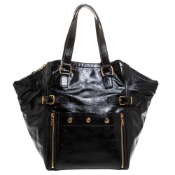 Yves Saint Laurent Black Patent Leather Downtown Tote