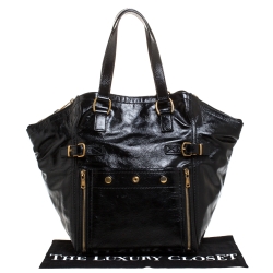 Yves Saint Laurent Black Patent Leather Downtown Tote