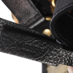 Pre Owned Saint Laurent Paris Brown/Black Leopard Print Canvas and Leather Drawstring Tote