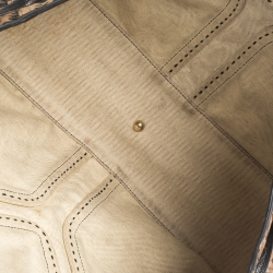 Pre Owned Saint Laurent Paris Brown/Black Leopard Print Canvas and Leather Drawstring Tote