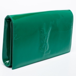 Pre Owned Yves Saint Laurent Green Patent Leather Belle De Jour Clutch