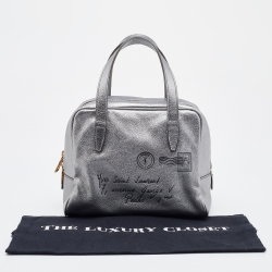 Pre Owned Yves Saint Laurent Metallic Grey Leather Satchel