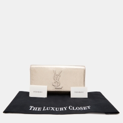 Pre Owned Yves Saint Laurent Metallic Gold Leather Belle De Jour Clutch