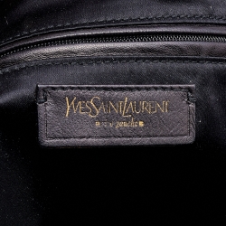 Yves Saint Laurent Beige/Gold Canvas and Leather Drawstring Shopper Tote