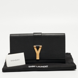 Pre Owned Yves Saint Laurent Black Leather Y Line Clutch