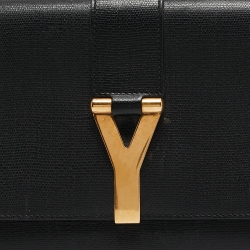 Pre Owned Yves Saint Laurent Black Leather Y Line Clutch