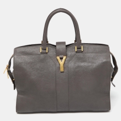 Pre Owned Yves Saint Laurent Grey Leather Large Cabas Chyc Tote