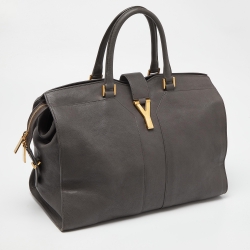 Pre Owned Yves Saint Laurent Grey Leather Large Cabas Chyc Tote