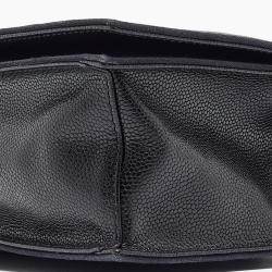 Pre Owned Yves Saint Laurent Black Canvas and Leather Flap Shoulder Bag