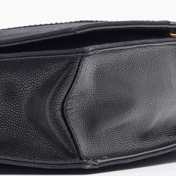 Pre Owned Yves Saint Laurent Black Canvas and Leather Flap Shoulder Bag