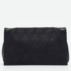 Pre Owned Yves Saint Laurent Black Canvas and Leather Flap Shoulder Bag