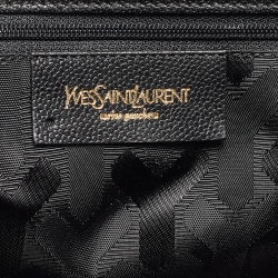 Pre Owned Yves Saint Laurent Black Canvas and Leather Flap Shoulder Bag